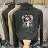 Ropa interior térmica de forro polar para niñas con cuello semi-alto, nueva colección Otoño/Invierno, ropa interior casual de otoño, top a rayas cálido para niñas