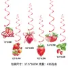 Set de Decoración para Fiesta de Cumpleaños Feliz con Temática de Fresas Banderín de Cumpleaños Topper para Pastel Decoraciones en Espiral para Fiesta