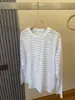 Estilo Relaxado! Camiseta Listrada em Lyocell Tencel, Blusa de Proteção Solar de Manga Longa em Seda Gelada, Estilo Solto e Relaxado