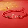 Pulsera Original de Cuerda Roja Lucky Koi Plata de Ley Estilo Chino Retro Pulsera del Año del Caballo
