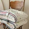 Estilo Francês Um Pequeno Floral Retrô Algodão Fio Duplo Renda Pequena Colcha de Feijão Lavável à Máquina Primavera Outono Inverno Colcha Colcha Quente