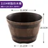 Barril de Madeira Imitação Vaso de Flores de Plástico Espessado e Durável Extra Grande Doméstico Não Poroso Hidropônico Tigela de Lótus Bacia de Lótus e Ninfeia Cilindro