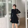 Vestido de punto para mujer, adecuado para otoño e invierno, se puede usar como capa interior o exterior, pequeño vestido negro para combinar con un abrigo o suéter