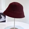 Sombrero de Cubo de Lujo Mezclado con Cachemira para Mujer, Sombrero de Punto de Lana Australiana para Otoño e Invierno, Sombrero de Cubo Versátil de Color Puro, Sombrero de Pescador