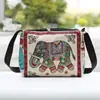 Bolso Bandolera Nuevo Estilo Étnico Yunnan Lona Bordada Bolso de Hombro Doble Cara Seda Dorada Correa Negra Bolso de Tres Niveles