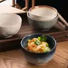 Tigelas de 5 polegadas Tigelas de Cerâmica Estilo Japonês para Comer Tigelas de Sopa de Cerâmica Rústica Feitas à Mão Louça Japonesa Tigela Doméstica para Macarrão Instantâneo e Conjunto de Hashis