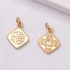 Pulseira com pingente de ouro a vácuo 24k que não desbota pingente de pulseira marca fu pingente de pulseira DIY corda trançada artesanal acessórios com contas pingente pequeno