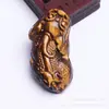 Pendente de Pedra Olho de Tigre Jade Novo Pingente Corrente Dourada Olho de Tigre Coragem moda masculina e feminina fabricantes de pedra madeira atacado