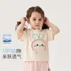 Camiseta Infantil Manga Curta Desenho Animado 3D Coelho Fofo 2026 Verão Nova Estilosa Versátil Top 100% Algodão para Meninas