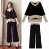 Roupa Feminina de Outono 2024 Novo Conjunto Moderno de Tricô e Calças de Perna Larga Moda Deusa Conjunto de Duas Peças