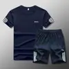 Terno esportivo casual masculino 2020, tamanho grande, manga curta, roupa esportiva, respirável, secagem rápida, verão, casual