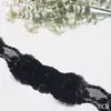 Tang Long Patrón Floral Negro Retro Tejido de Punto con Ribete de Encaje de Nylon para Ropa Vestidos Ropa Interior