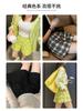 Shorts Xadrez com Franjas Feminino Verão 2025 Novo Zíper Perna Larga Cintura Alta Slim Casual Shorts Calça de Cinco Pontos Linha A