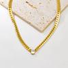 L129 Joias Atacado Personalidade Gota d'Água Pedra Brilhante Corrente de Lâmina Moda Aço Inoxidável Dourado Colar Mulheres Transfronteiriço