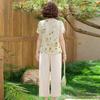 Camiseta de Gasa de Manga Corta de Verano para Mamá Elegante Conjunto de Dos Piezas Nuevo Estilo 2026 Traje de Verano para Mujeres de Mediana Edad y Mayores 40 y 50 Años