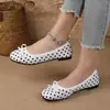 2026 Zapatos Planos Casuales de Verano para Mujer con Lunares y Moño, Slip-On, Versátiles, Estilo Perezoso