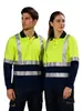 Playeras tipo polo reflectantes de manga larga transfronterizas personalizadas para sitios de construcción, minería, construcción de carreteras, camisetas de secado rápido, ropa de trabajo de protección laboral
