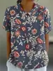Camiseta de Manga Corta Nueva para Mujer Verano 2024 con Elementos Creativos del Océano y Diseño Clásico de Plantas Camiseta de Manga Corta