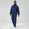 2025 Novo Outono e Inverno Espessado Zíper Gola Alta Esportiva Cordão Jaqueta Calça Feminina Solta Casual Fitness Conjunto