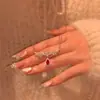 Collar de Zirconia Roja en Forma de Gota de Agua para Mujer, Cadena para Clavícula con Colgante de Lujo Ligero de Nicho Estilo Ins, Regalo para Novia