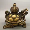 Quemador de Incienso Antiguo de Latón Viejo Tortuga Dragón Muebles para el Hogar Colección Antigua Quemador de Incienso Calabaza de Cobre Tortuga Dragón Muebles