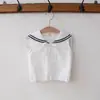 Roupas Infantis 2026 Novo Verão Fofo Doce Gola Azul Marinho Top Sem Mangas Conjunto de Duas Peças Elegante de Saia-Calça
