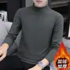Directamente del fabricante, camiseta de manga larga de terciopelo térmico de doble cara para hombre, camiseta interior para otoño e invierno con cuello medio alto, capa interior resistente, top cálido