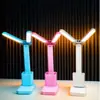 Lámpara de escritorio de doble lámpara, protección ocular, recargable, plegable, dedicada para el estudio de estudiantes, lámpara de escritorio LED, lámpara de mesita de noche para dormitorio, regulable, USB