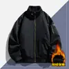 Jaqueta quente forrada de fleece com gola alta para homens, de comércio exterior transfronteiriço, com design de múltiplos bolsos, bolso oculto no braço, casaco de algodão à prova de vento