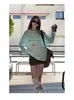 Camiseta de Manga Larga Ligeramente Transparente con Letras y Graffiti Estilo 'Hot Girl' Americana para Mujer Verano Nuevo Delgado Holgado Protector Solar Blusa Top para Mujer