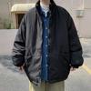 Chaqueta acolchada de algodón con cuello vertical para hombre 2022 otoño e invierno Nuevo High Street marca de moda japonesa ajuste relajado casual juvenil color sólido chaqueta acolchada de algodón abrigo