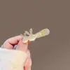 Grampo de Cabelo Elegante com Pérolas para Mulheres, Presilha de Metal com Laço Preto, Presilha Lateral de Alto Padrão, Presilha para Franja, Simples Presilha Bico de Pato