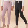 Pantalones cálidos para niños para usar por debajo, invierno, de cintura alta, seda, cachemira, protección de rodillas, pantalones de capa base, pantalones de otoño para niños, esencial para uniforme escolar Clase A