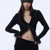 Cárdigan Camiseta de Punto con Cuello en V Deshilachado Estilo Coreano Ajuste Delgado para Mujer Otoño Invierno Harajuku Puro Deseo Chica Caliente Sexy Top Ropa Exterior de Moda