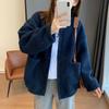Camisa de Béisbol Imitación Cachemir, Chaqueta Versátil Adelgazante Cortavientos Compuesta de Polar, Nuevo Estilo Otoño e Invierno con Diseño Relajado
