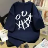 Camiseta de manga corta de algodón puro estilo coreano con estampado divertido de cara sonriente para hombre y mujer, camiseta versátil de verano de corte holgado