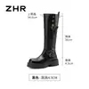 Botas de montar ZHR de suela gruesa para mujer 2026 otoño e invierno nuevo lanzamiento cinturón con hebilla botas de montar botas largas aumento de altura para personas bajas