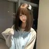 Peruca Xingcheng para Mulheres, Marrom Lolita Menina Doce Japonesa 45cm Cabelo Médio na Clavícula, Peruca Completa Diária Lolita Curta