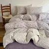 Juego de Cuatro Piezas con Borde de Encaje Vintage Clase A, Engrosado Otoño e Invierno, Fresco Juego de Ropa de Cama de Lino Floral