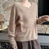 Nuevo Suéter de Punto de Lana Cepillada de Corte Holgado de Alta Calidad para Mujer, Capa Base de Cachemira Cepillada