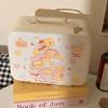 Bonita bolsa de cosméticos portátil de gran capacidad para mujer, caja de almacenamiento portátil para cosméticos con espejo, bolsa de lavado integrada.