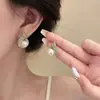 Aretes de perla y circonita para mujer, aretes con pasador de plata 925, diseño de nicho, aretes de alta gama y elegantes, suministro de fábrica al por mayor