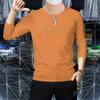 Camiseta de manga larga para hombre, cuello redondo, cómoda y transpirable, informal, con letras estampadas, a la moda, combina con todo.