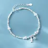 Nalan Plata S925 Fresco y Dulce Ins Exquisito Perla Aguamarina Pez Pequeño Plata Rota Pulsera S8183
