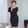 Vestido de primavera y verano de estilo coreano con cuello redondo y cintura alta, vestido largo de negocios para salón de belleza.