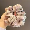 Scrunchie de Chiffon com Estampa de Rosas para Mulheres, Elástico Simples para Cabelo para Adultos, Corda de Cabelo de Intestino de Porco Acessório de Cabelo