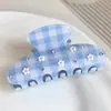 Presilha de Cabelo Simples Meia-Lua Acessórios de Cabelo Flor Tridimensional Presilha de Garra Xadrez com Strass Presilha para Coque na Parte de Trás da Cabeça Presilha de Tubarão para Mulheres