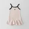 Vestido de Verano para Niña vestido Estilo Western para Bebé Infantil Personalizado Marca de Moda Estilo Chanel Combinación de Colores Lazo Falda de Tirantes de Princesa