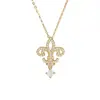 Collar de Plata de Ley S925 Flor de Iris Diamante Temperamento Femenino Nicho Moda Nacional Flor Moda Cadena para Clavícula Versátil Joyería para Mujer