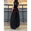 Pantalones de Chándal Doble Cintura Estilo Americano al por Mayor con Parches, Unisex Retazos Rayados de Corte Holgado Pierna Ancha Modernos